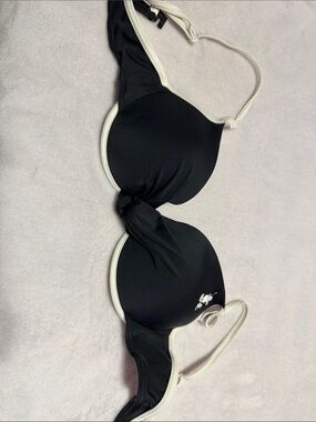 Black and White Padded Bikini Top - Women Swim